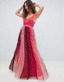 Needle & Thread rainbow scatter embellished maxi gown in multi